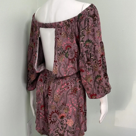 Free People Pretty And Free Romper in mauve color combo size large - Picture 9 of 12